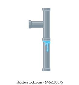 Water flows from the pipe. Vector illustration on white background.