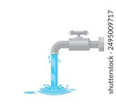 water flows from the tap onto the floor vector illustration concept design template