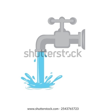 water flows from the tap onto the floor vector illustration concept design template