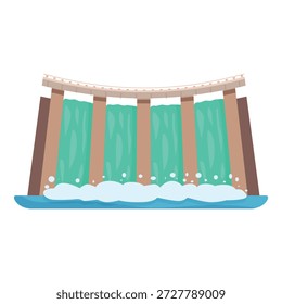 El agua fluye a través de una represa hidroeléctrica, generando energía renovable