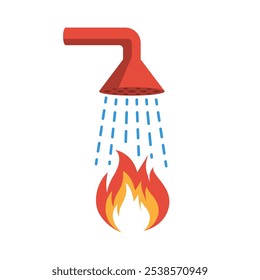 Aplicador de niebla de agua. Aplicador de niebla de agua ISO 7010. Señal del equipo de extinción de incendios. Diseño plano de Ilustración vectorial. Aislado en un fondo blanco. 