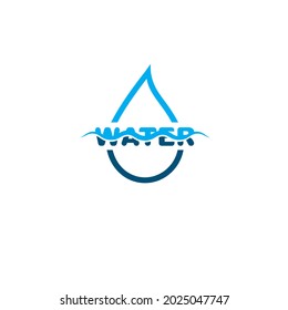 water font wave with water drop icon vector design concept web