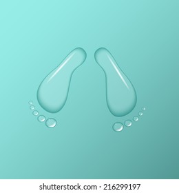 Water footprint on a blue background. Template for t-shirt design, poster, print.