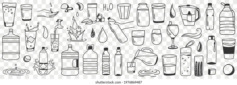 Water forms and shapes doodle set