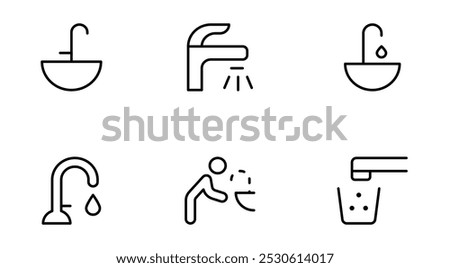 Water Fountain icon. Drinking Fountain, Water tap. editable stroke outline icon isolated on white background flat vector illustration.