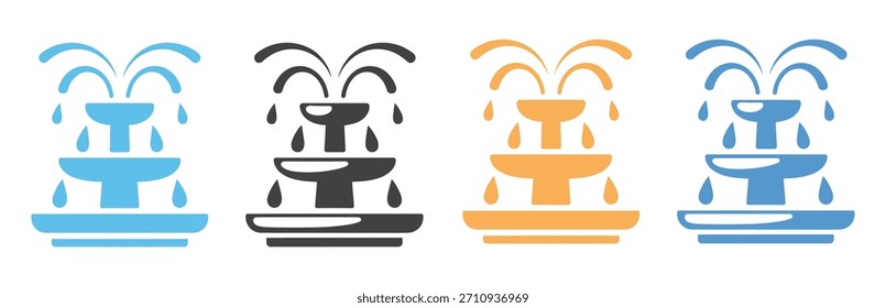 Conjunto de iconos de fuente de agua, Ilustración vectorial . Iconos modernos del teléfono para la comunicación y la tecnología del negocio. 