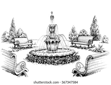 Water Fountain In The Park