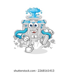 the water fountain runner character. cartoon mascot vector