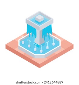 Water Fountain Sculptures Isometric Icon