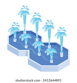 Esculturas de fuentes de agua Isometric Icon