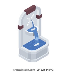 Esculturas de fuentes de agua Isometric Icon