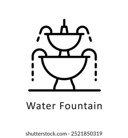 Water Fountain vector outline Icon style illustration. Symbol on White background EPS 10 File