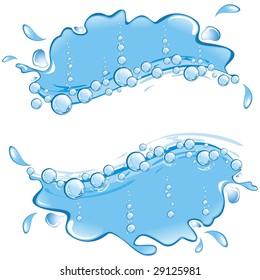 Water frame with bubbles. Wave. (vector illustration)