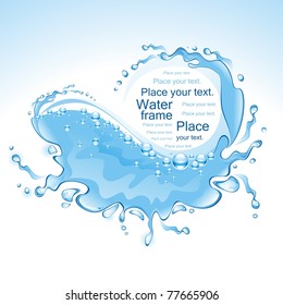 Water frame with bubbles. Wave. (vector illustration)