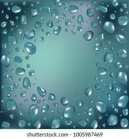 Water frame with water drops. Vector illustration.