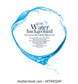 Water frame. Splashes of water on a white background. Element for your design. Vector illustration.