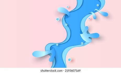 Water frame. Water splashing. Water splash with blank space. paper cut and craft style. vector, illustration.