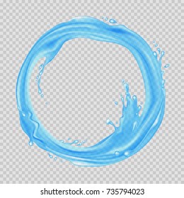 Water frame. Transparent splash of water flow in a circle. Vector illustration.