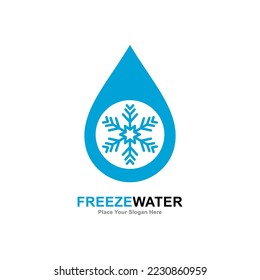 Water freeze with water drop logo design vector. Suitable for business, nature and snowflake symbol