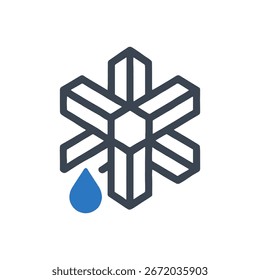 Icono de temperatura de congelación de agua aislado sobre fondo blanco 
