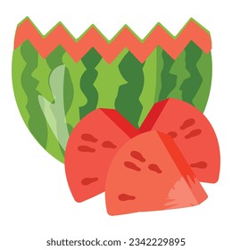 Water fruit icon cartoon vector. Tropical juicy. Food piece