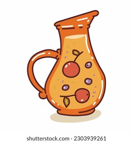 Water with fruit vector cartoon illustration isolated on a white background.