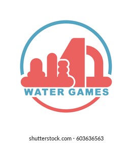 Water Games logo. Emblem for Inflatable park attraction