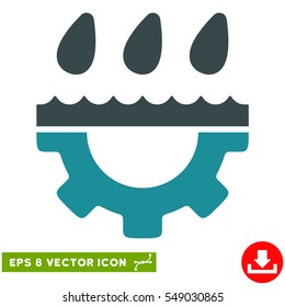 Water Gear Drops EPS vector icon. Illustration style is flat iconic bicolor soft blue symbol on white background.