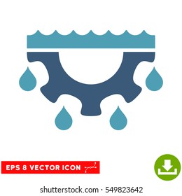 Water Gear Drops EPS vector pictograph. Illustration style is flat iconic bicolor cyan and blue symbol on white background.