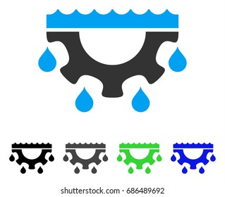 Water Gear Drops flat vector icon. Colored water gear drops gray, black, blue, green pictogram versions. Flat icon style for graphic design.