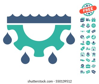 Water Gear Drops icon with free bonus graphic icons. Vector illustration style is flat iconic symbols, cobalt and cyan colors, white background.