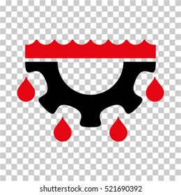 Water Gear Drops icon. Vector pictograph style is a flat bicolor symbol, intensive red and black colors, chess transparent background. Designed for software and web interface toolbars and menus.