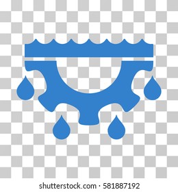 Water Gear Drops vector pictogram. Illustration style is a flat iconic cobalt symbol on a transparent background.