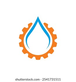 Logo-Vektor für Water Gear. Wassersymbol-Logo Vektor, Getriebe-Logo Vektorsymbol, Illustrationssymbol Design.
