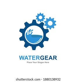 Water gear vector logo template. Suitable for business, web, industrial, technology and art