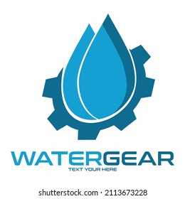 Plantilla para el logotipo del vector del equipo de agua. Este diseño utiliza el símbolo de rueda o de cog. Adecuado para la tecnología.