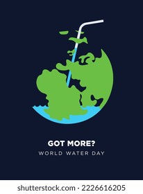 water getting low on earth concept art for World Water Day on 22 march poster campaigns. Save earth water. can be used for banners, posters, greeting cards, websites, flyers