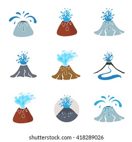 Water geyser logo set, vector illustration