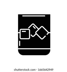 Water glass black icon, concept illustration, vector flat symbol, glyph sign.