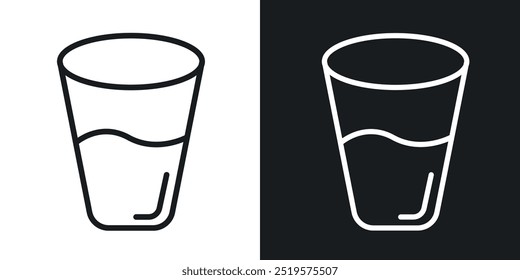 Ícone de vidro de água preto e branco.