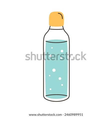 Water in glass bottle. Drink more water. Zero waste. Vector illustration in flat style