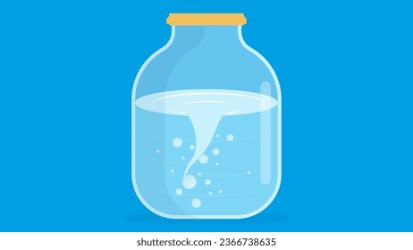 Water in a glass bottle. Vector illustration in flat design style.