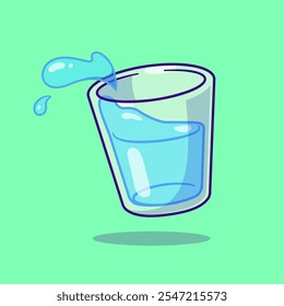 Water In Glass Cartoon Vector Icon Illustration. Drink Object 
Icon Concept Isolated Premium Vector. Flat Cartoon Style 