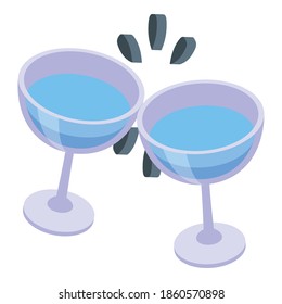 Water glass cheers icon. Isometric of water glass cheers vector icon for web design isolated on white background