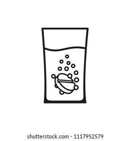 water of glass conception with pill icon, medicine vector icon 