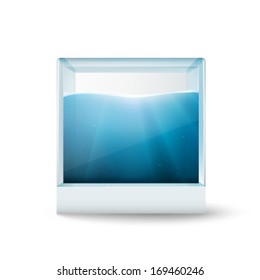Wasser in einem Glaswürfel - Vektorgrafik