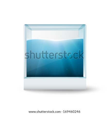 water in a glass cube - vector illustration