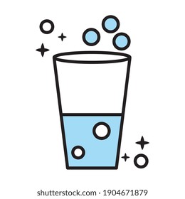 water glass cup line and colors style icon vector illustration design