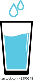 Water glass with water drop icon. Drinks glass symbol isolated on transparent background. Pure, mineral water glass solid vector icon for cold drink. Sign, logo illustration.