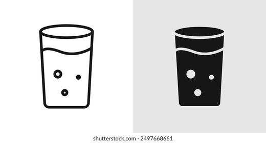 Water glass icon Black line art vector logo set